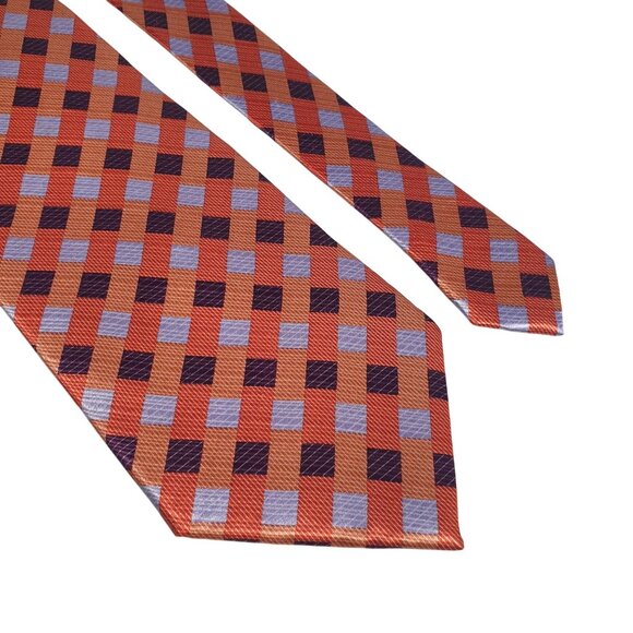 Irvine Park Silk Blend Geometric Checkered Tie For Men 59 Inch Designer Office - Picture 3 of 6